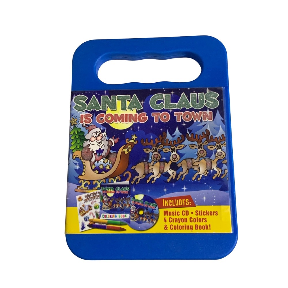 Santa Claus Is Coming To Town Music CD Coloring Book Stickers Activity Set Blue